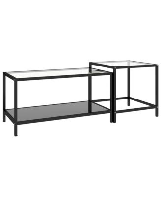 Tea Tables 2 pcs Tempered Glass Black
