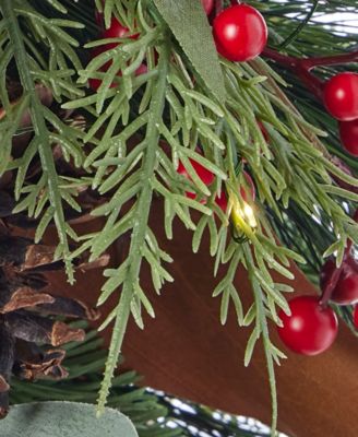 30" Pre-Lit Magnolia Leaf, Eucalyptus and Berry Swag