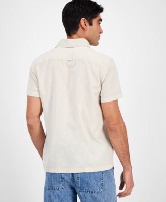 Men's Blake Linen Chambray Short Sleeve Button-Front Shirt, Created for Macy's