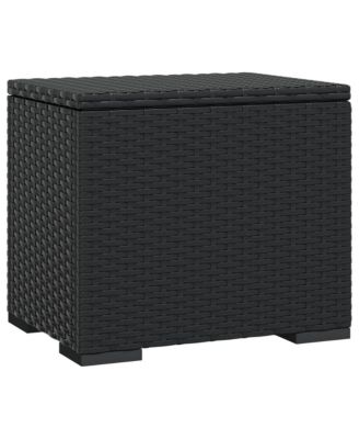 Ottoman with Cushion Black 15.7"x11.8"x15.7" Poly Rattan