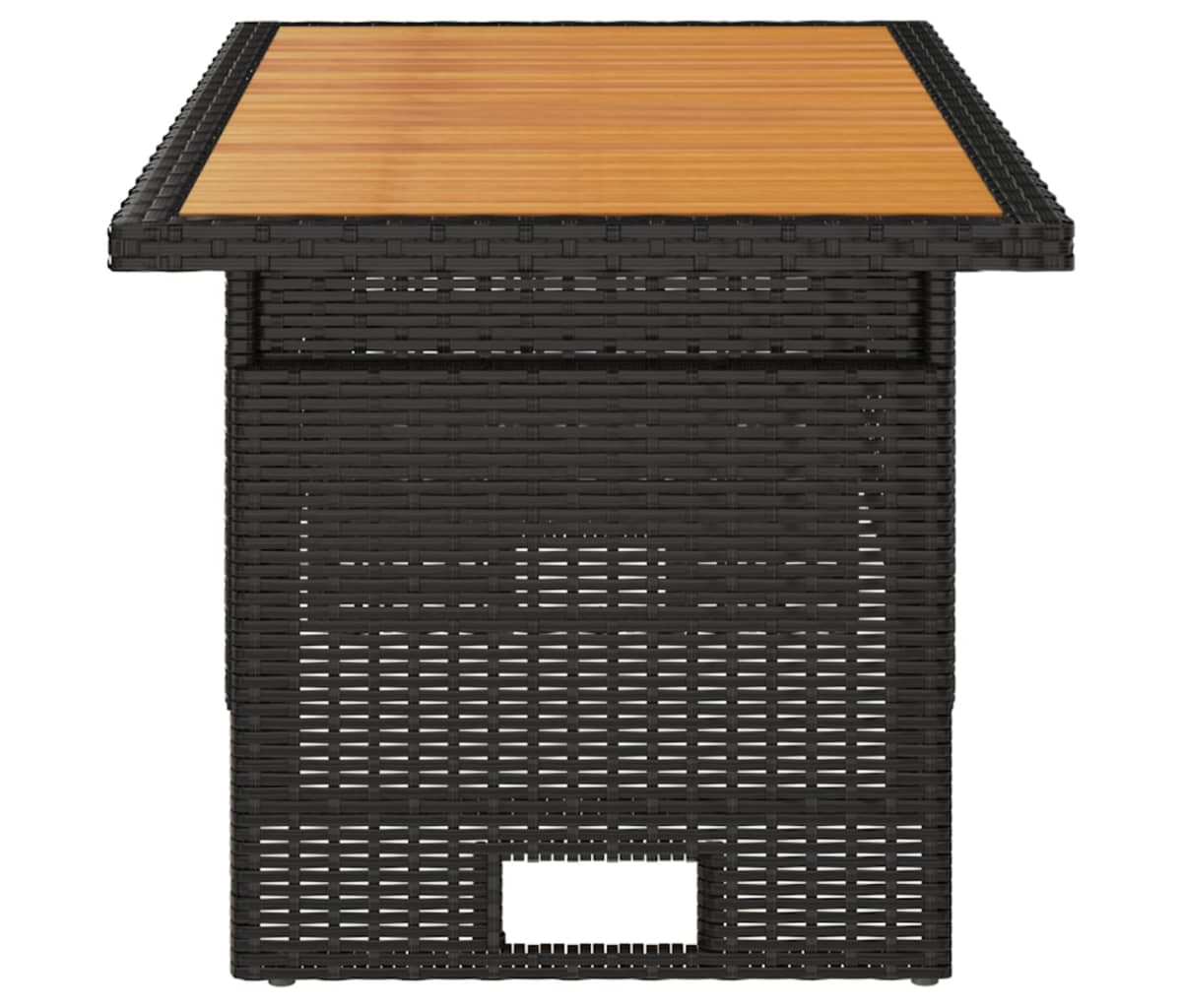 vidaXL Patio Table Black 39.4"x19.7"x16.9"/24.8" Solid Wood Acacia&Poly Rattan
