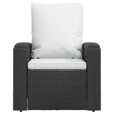 Patio Reclining Chair with Cushions Black Poly Rattan