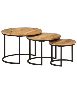 Nesting Tables 3 pcs Solid Rough Wood Mango