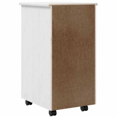 Rolling Cabinet with Drawers MOSS White Solid Wood Pine