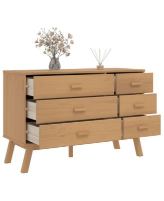 Drawer Cabinet Brown Solid pine wood Medium Drawer Cabinet