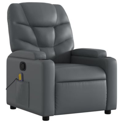 Faux Leather Massage Recliner Chair Gray Faux Leather