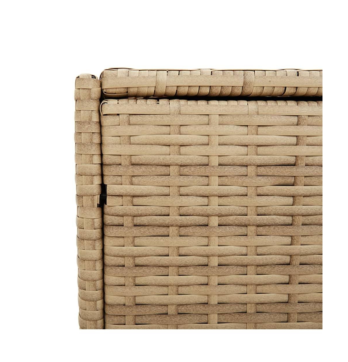 vidaXL Garden Storage Box with Wheels Mix Beige 74.8 Gal Poly Rattan