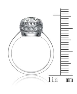 White Gold Plated Sterling Silver Cubic Zirconia Round Halo Ring