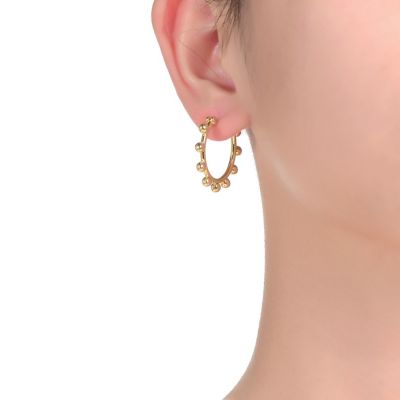 14K Gold Plated Cubic Zirconia Hoop Earrings