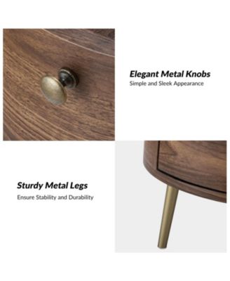 Cavinato Contemporary 26'' Tall Drum 3 - Drawer End Table with Metal Legs