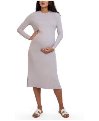 Women's Crew Neck Rib Knit Long Sleeve Column Dress - Motherhood