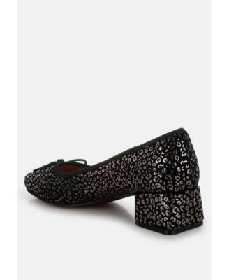 Womens Ningen Leopard Print Block Heel s Ballerinas