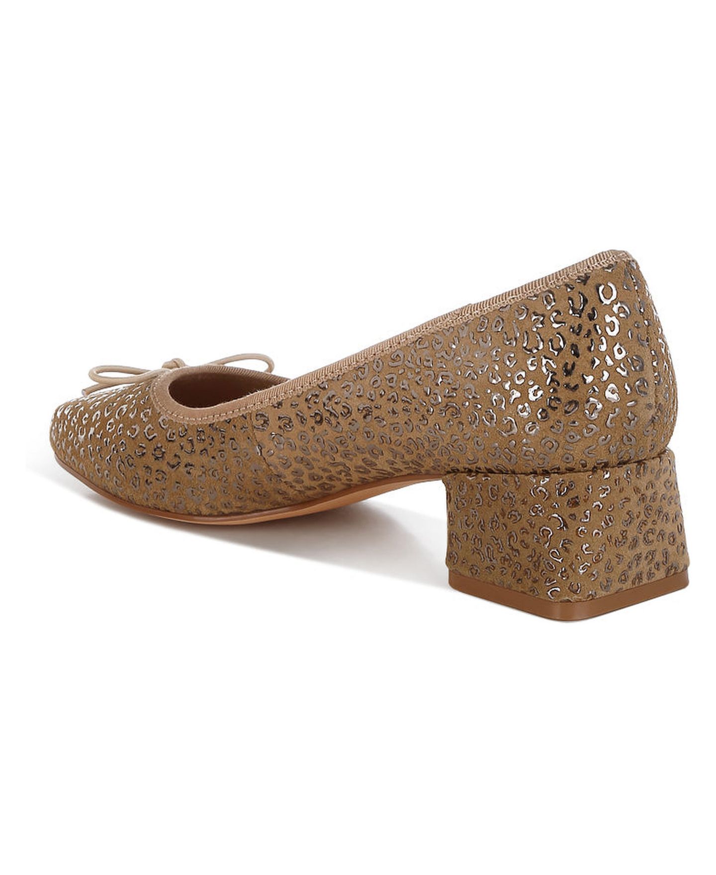 Женские туфли Rag & Co Ningen Leopard Print Block Heel s Ballerinas, цвет: Бежевый / Хаки — фото 3