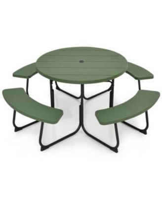 8-Seater Picnic Table All-Weather Design with Built-In Umbrella Hole