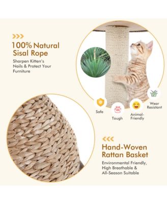 28'' Hand-Made Cat Tree Tower Natural Bowl Shaped w/Perch