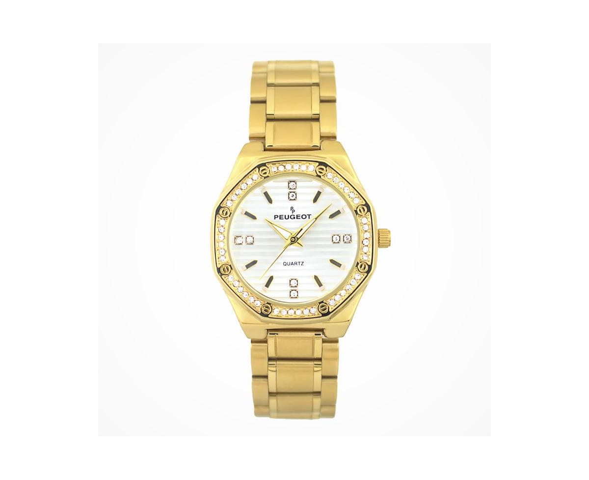 Women's 32mm Hex Shape Gold Bracelet Watch - Gold