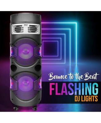 Portable Bluetooth PA Speaker & Microphone System with LED Lights, MP3/USB Reader, FM Radio