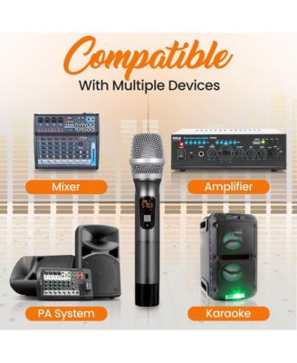 UHF Wireless Handheld Microphone System with Receiver, USB Charging & 32-Channel Frequency