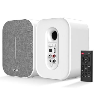 Hi-Fi Home Bookshelf Monitor Speakers, Bluetooth Desktop Audio System with Remote Control and MP3 Playback
