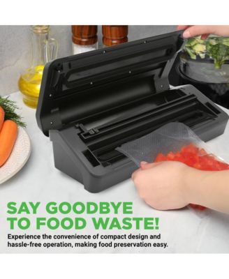 Deluxe Vacuum Sealer with Front Handle and Roll Cutter for Food Storage (Black)