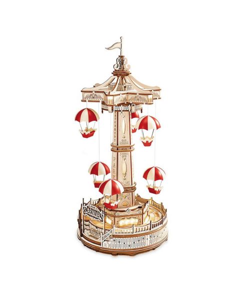 Детские конструкторы Robotime 3D Wooden Puzzle Parachute Tower DIY Model Gift for Birthday Children Adult, 5.51"5.51"11.8"
