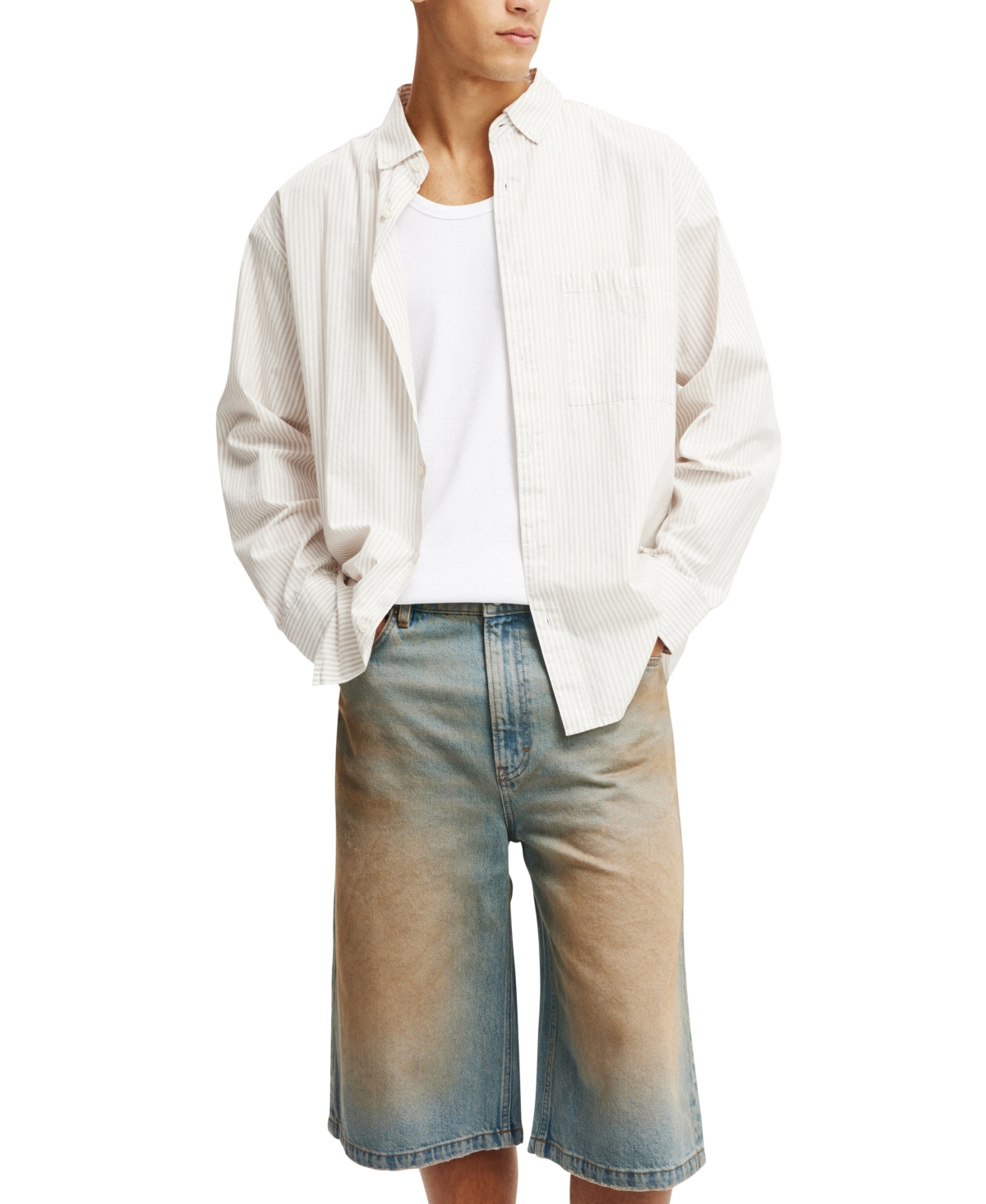 Shop Cotton On Men's Super Baggy Jort Shorts In Earl Blue