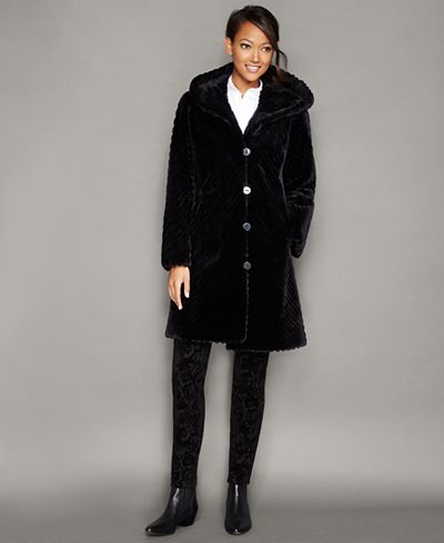 The Fur Vault Hooded Sheared Beaver Fur Coat