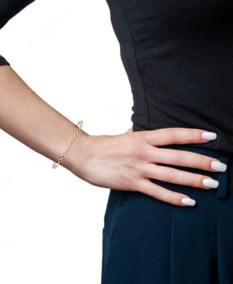 Diamond Pav&eacute; Round Link Bracelet (1/4 ct. t.w.) in 14k Gold-Plated Sterling Silver, Exclusively at Macy's