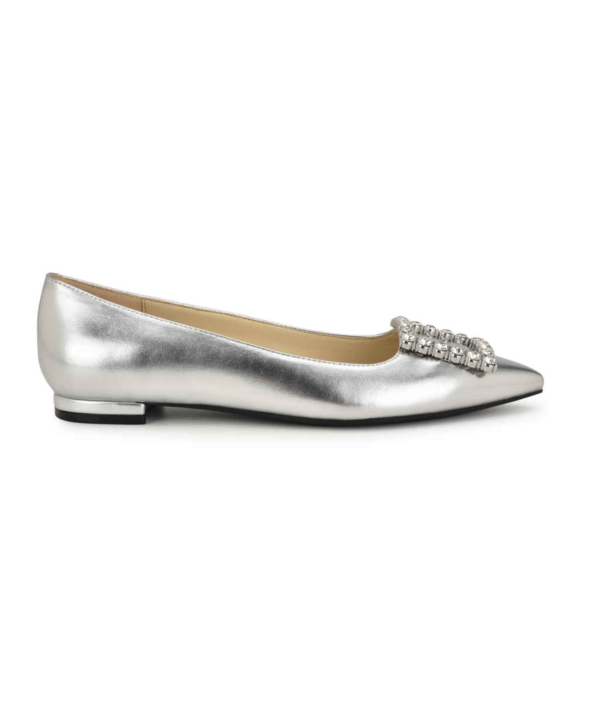 Nine West Jesike Pointed Toe Flat In Silver