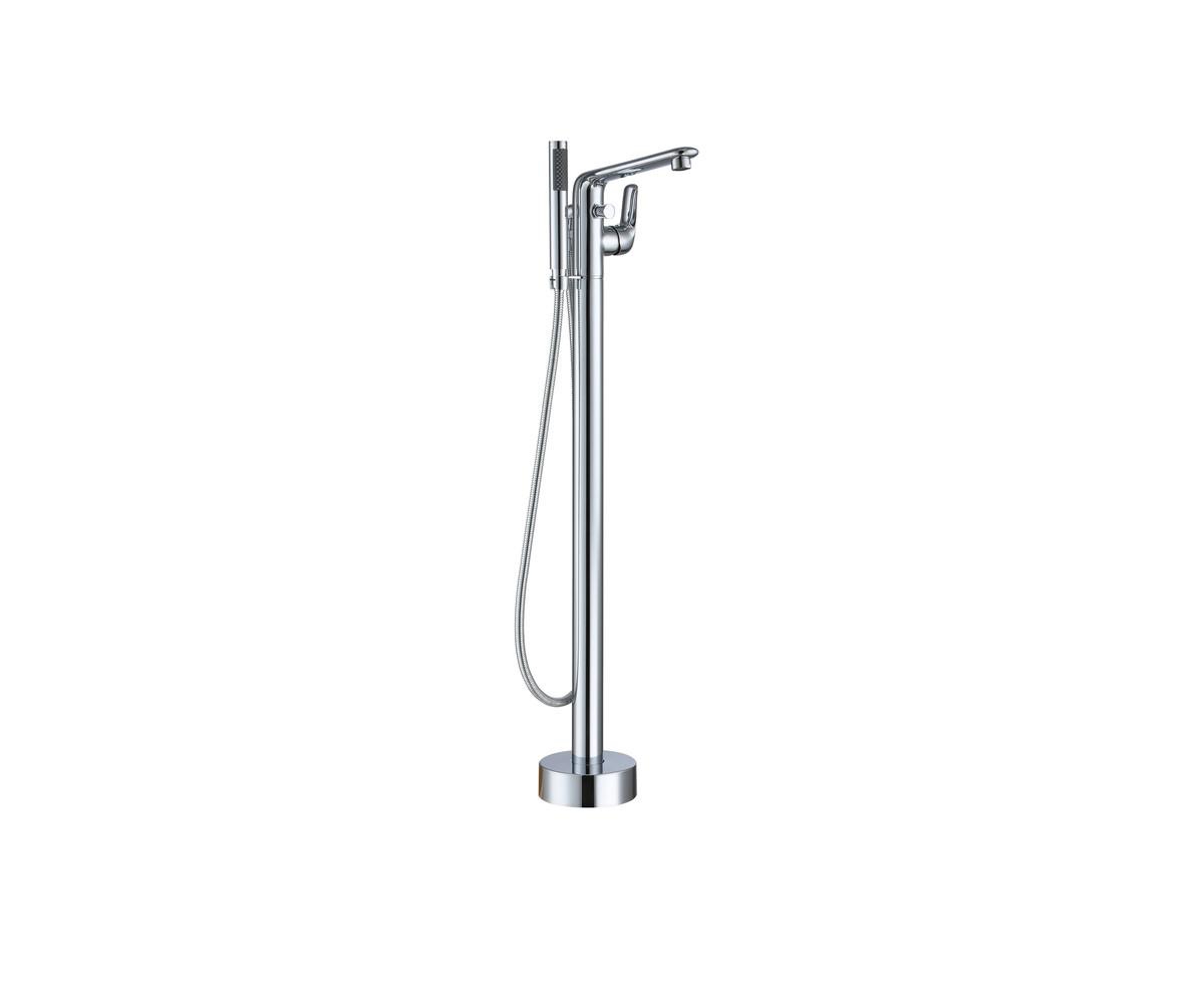 Single Handle Freestanding Bathtub Faucet with Diverter and Handshower - Chrome