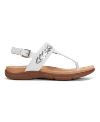 Monte Woven T-Strap Faux Leather Flat Sandals