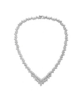 Genevive Sterling Silver with White Gold Plated Clear Marquise Cubic Zirconia Cluster Necklace - White