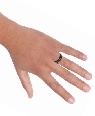 Men's Two-Tone Brushed Finish Wedding Band in Rose & Black Tungsten Carbide