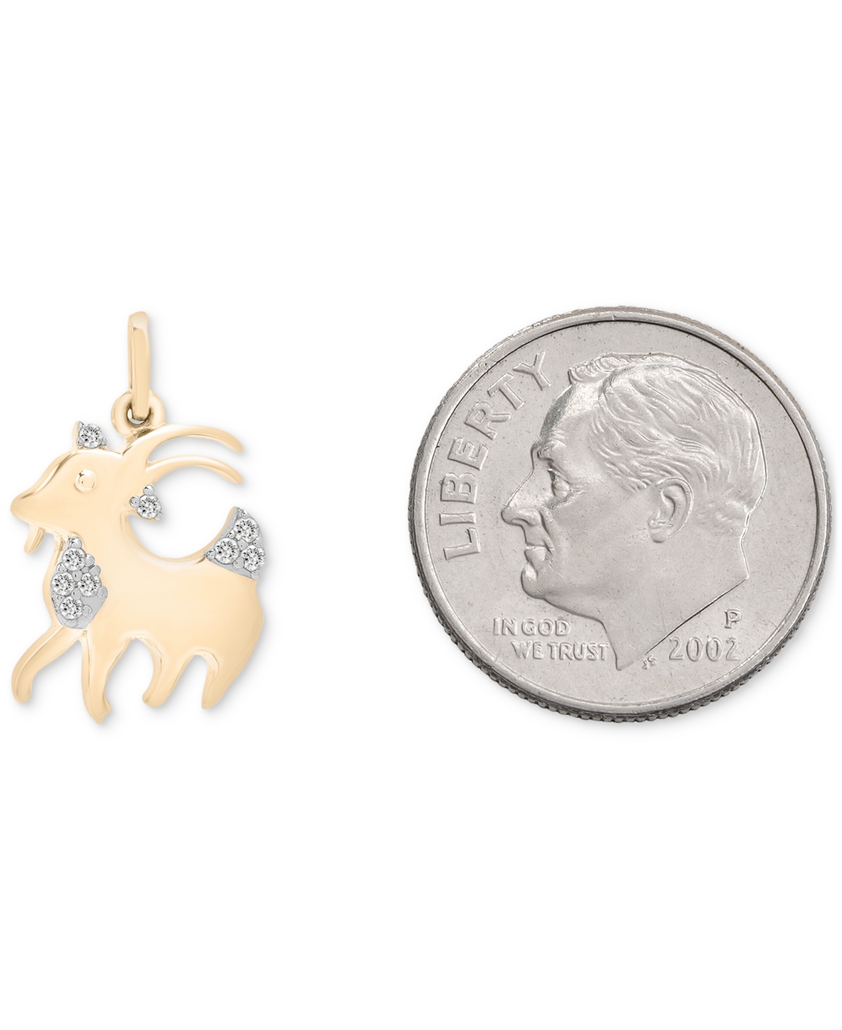 Wrapped Diamond Chinese Zodiac Charm Pendant (1/20 Ct. T.w.) In 10k Gold, Exclusively At Macy's In Goat