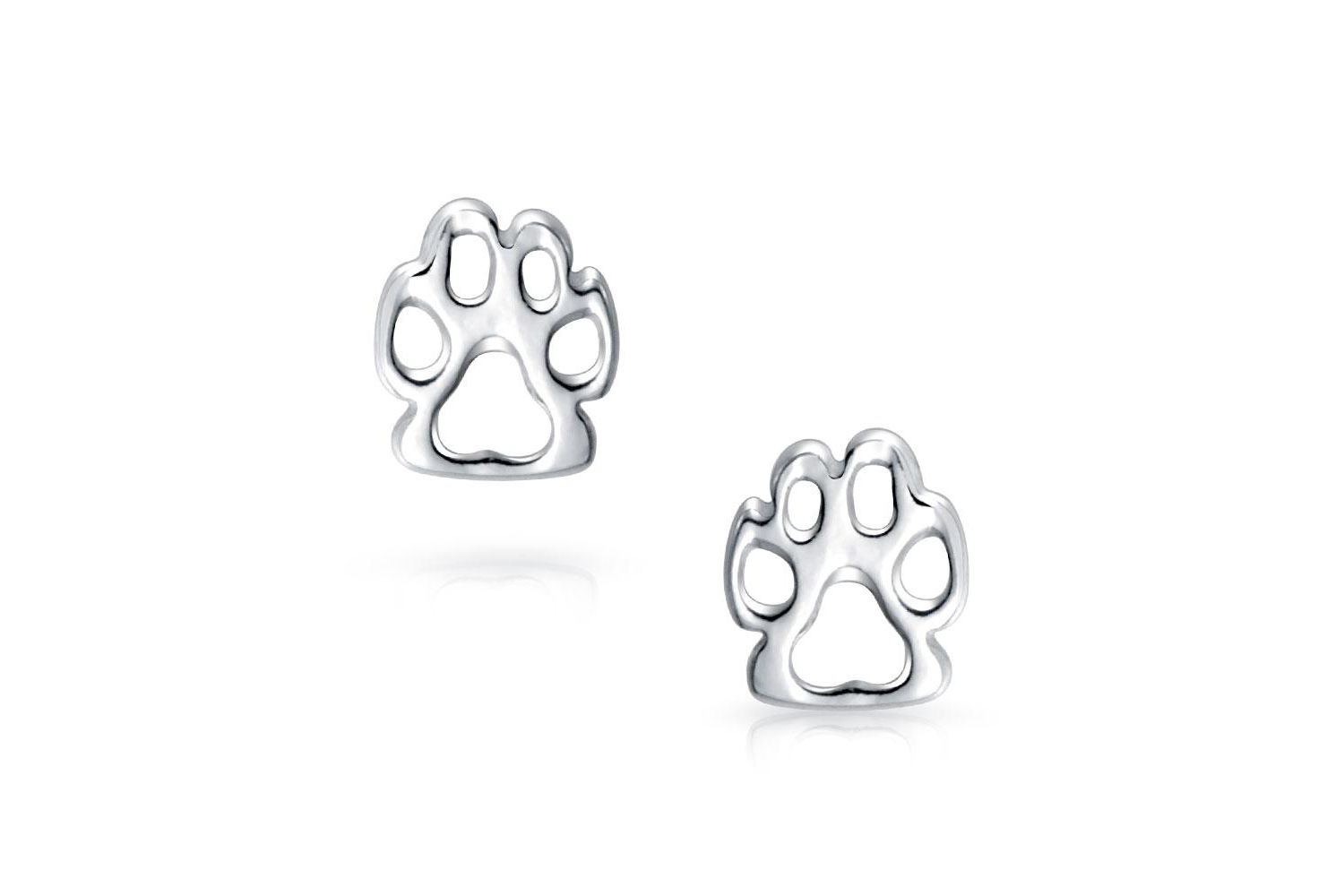 BFF Animal Lover Cut-Out Paw Print Stud Earrings .925 Sterling Silver