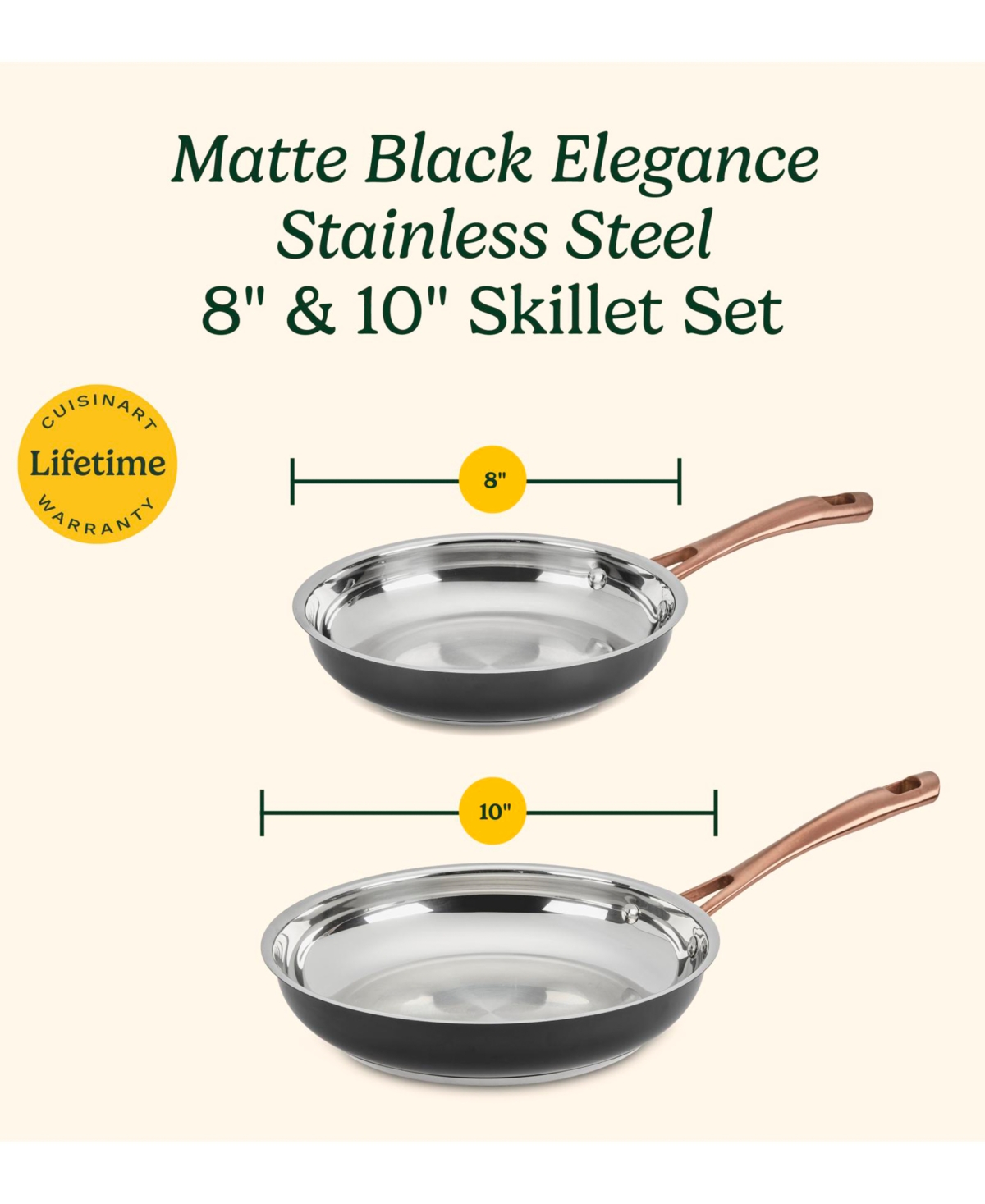 Cuisinart Matte Black Elegance 8" And 10" Skillet Set In Matte Black