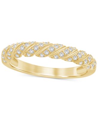 Macy's - Diamond Diagonally Set Rounded Wedding Band (1/4 ct. t.w.) in 14k Gold