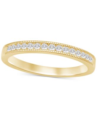 Macy's - Diamond Milgrain Bead Narrow Wedding Band (1/6 ct. t.w.) in 14k Gold
