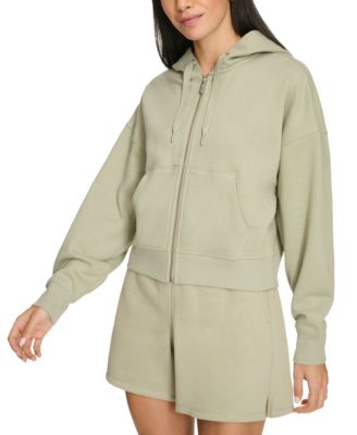 売れ筋商品|||カルバンクライン カットソー トップス レディース Women's Fleece Crop Zip-Front Long-Sleeve Hoodie Optic Heather Calvin Klein Women's Fleece Crop Zip-Front Long-Sleeve
