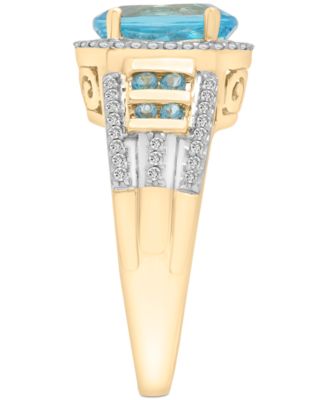 Swiss Blue Topaz (3-1/5 ct. t.w.), London Blue Topaz (1/4 ct. t.w.) & Diamond (1/4 ct. t.w.) Ring in 14k Gold 