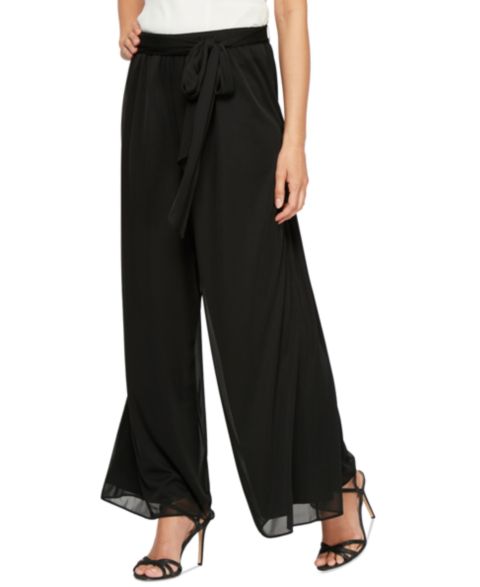 Женские брюки Alex Evenings Sash-Belt Wide-Leg, цвет: Чёрный