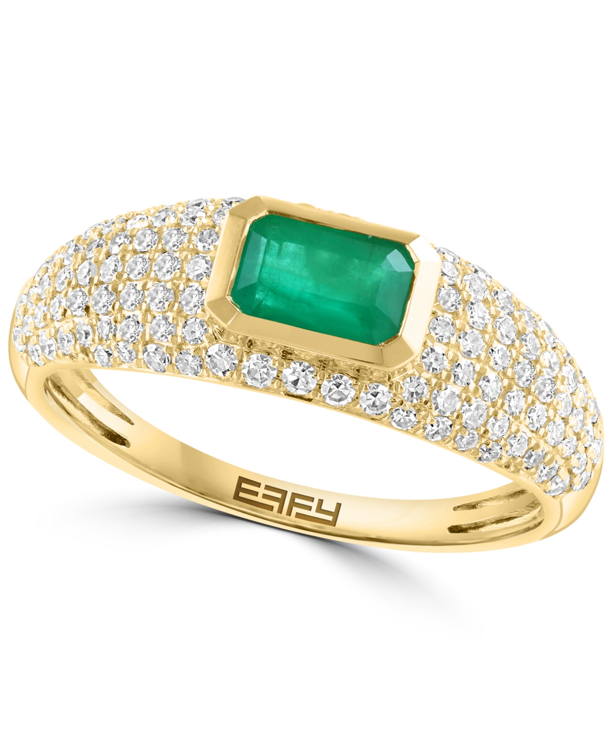 Effy Collection Diamond (3/8 Ct. T.w.) & Emerald (1/2 Ct.t.w.) Ring In 14k Gold In Gold