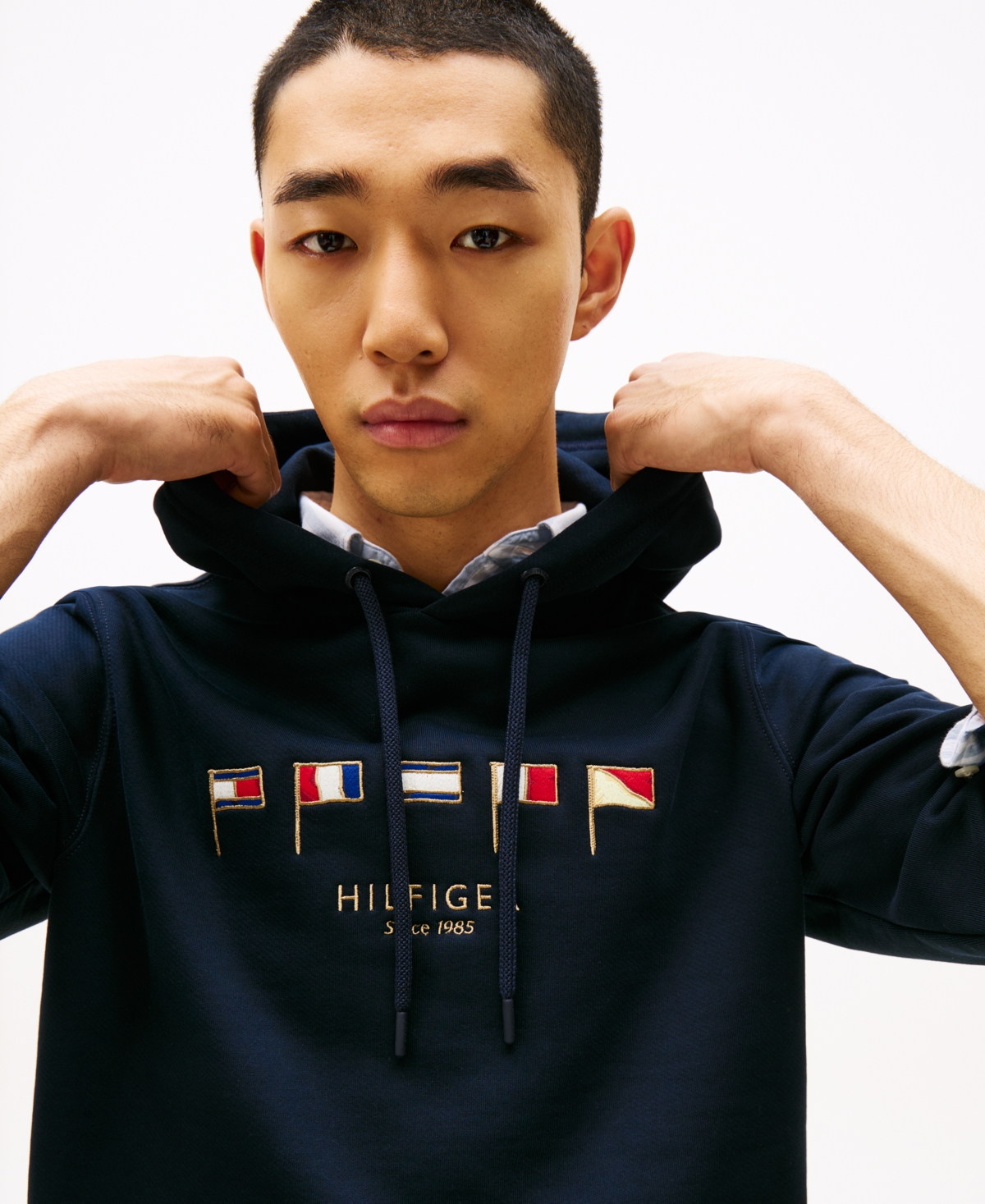 Shop Tommy Hilfiger Men's Embroidered Nautical Flag Sweatshirt In Desert Sky 654 920