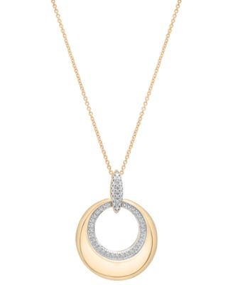 2-Pc. Set Diamond Circle Pendant Necklace & Matching Drop Earrings  (1/5 ct. t.w.) in 14k Gold-Plated Sterling Silver, Exclusively at Macy's