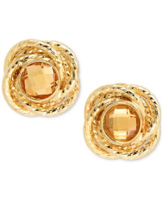 2-Pc. Set Citrine Love Knot 18" Pendant Necklace & Matching Stud Earrings (1-3/4 ct. t.w.) in 14k Gold-Plated Sterling Silver (Also in Sky Blue Topaz & Amethyst)