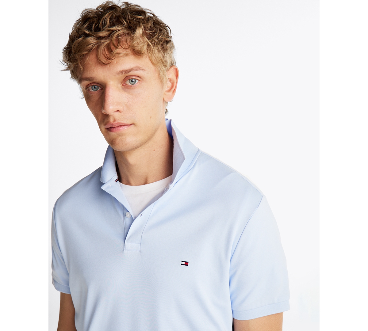 Tommy Hilfiger Regular Fit Heathered Performance Polo In Breezy Blue