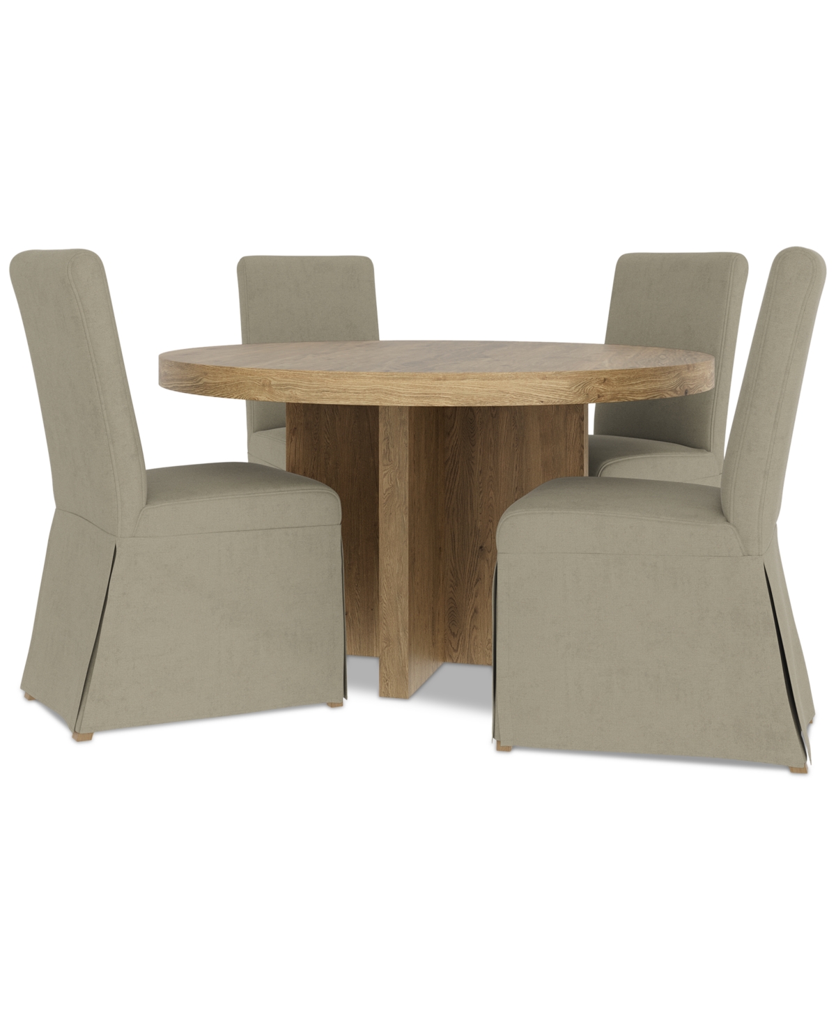 Macy's 5pc Dining Set (davie Round Table & 4 Estby Chairs) In Sand