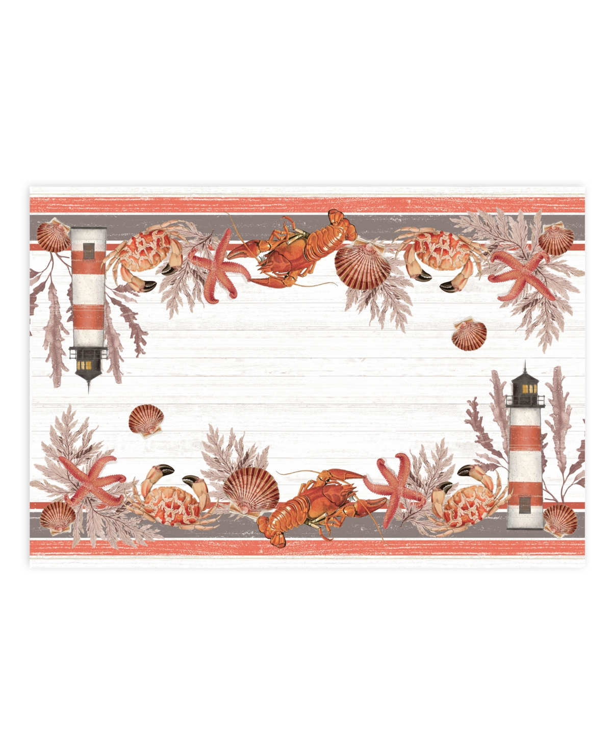 Laural Home Seafood Shack Set Of 4 Placemat, 13" X 19" In Red