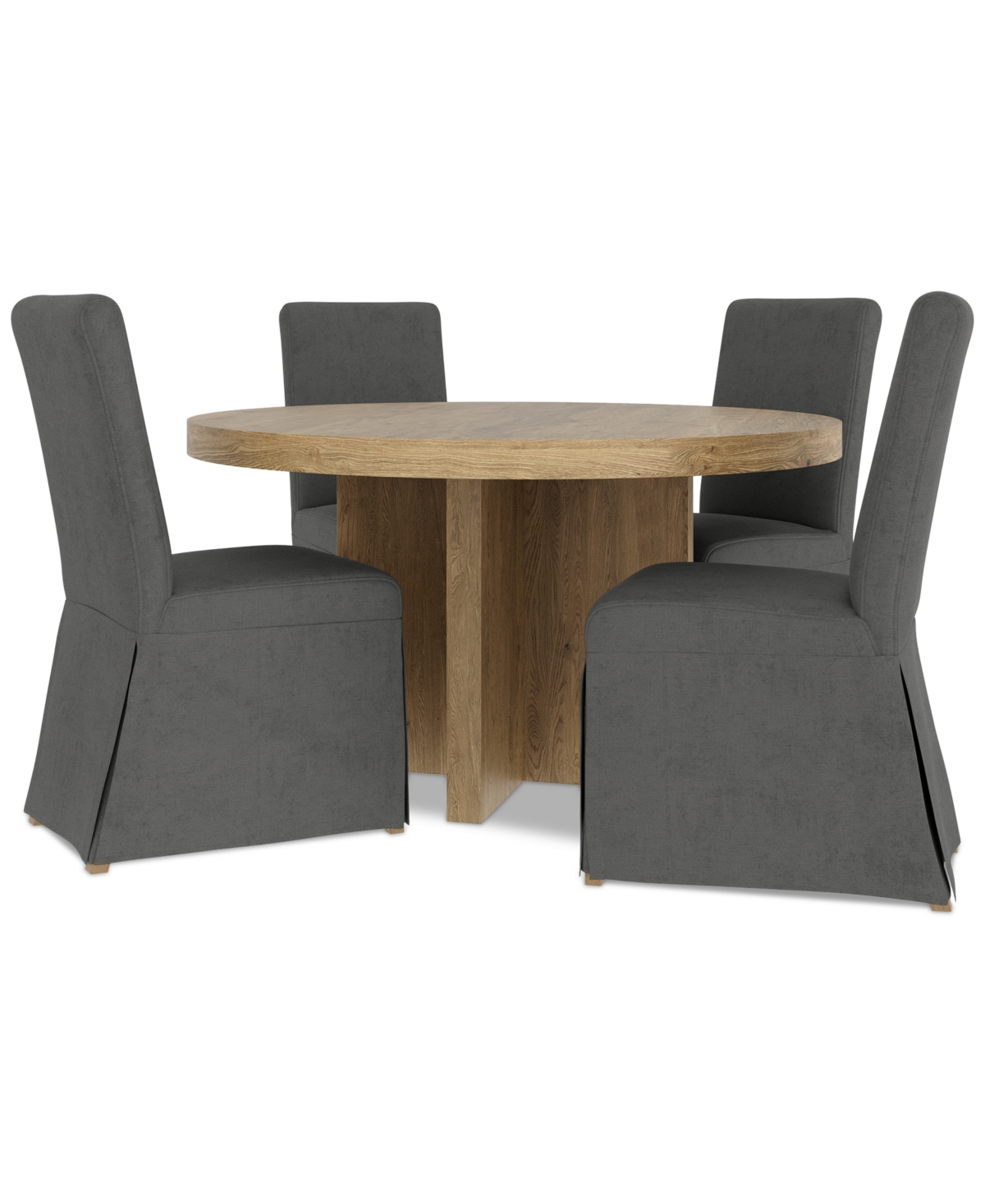 MACY'S 5PC DINING SET (DAVIE ROUND TABLE & 4 ESTBY CHAIRS) 