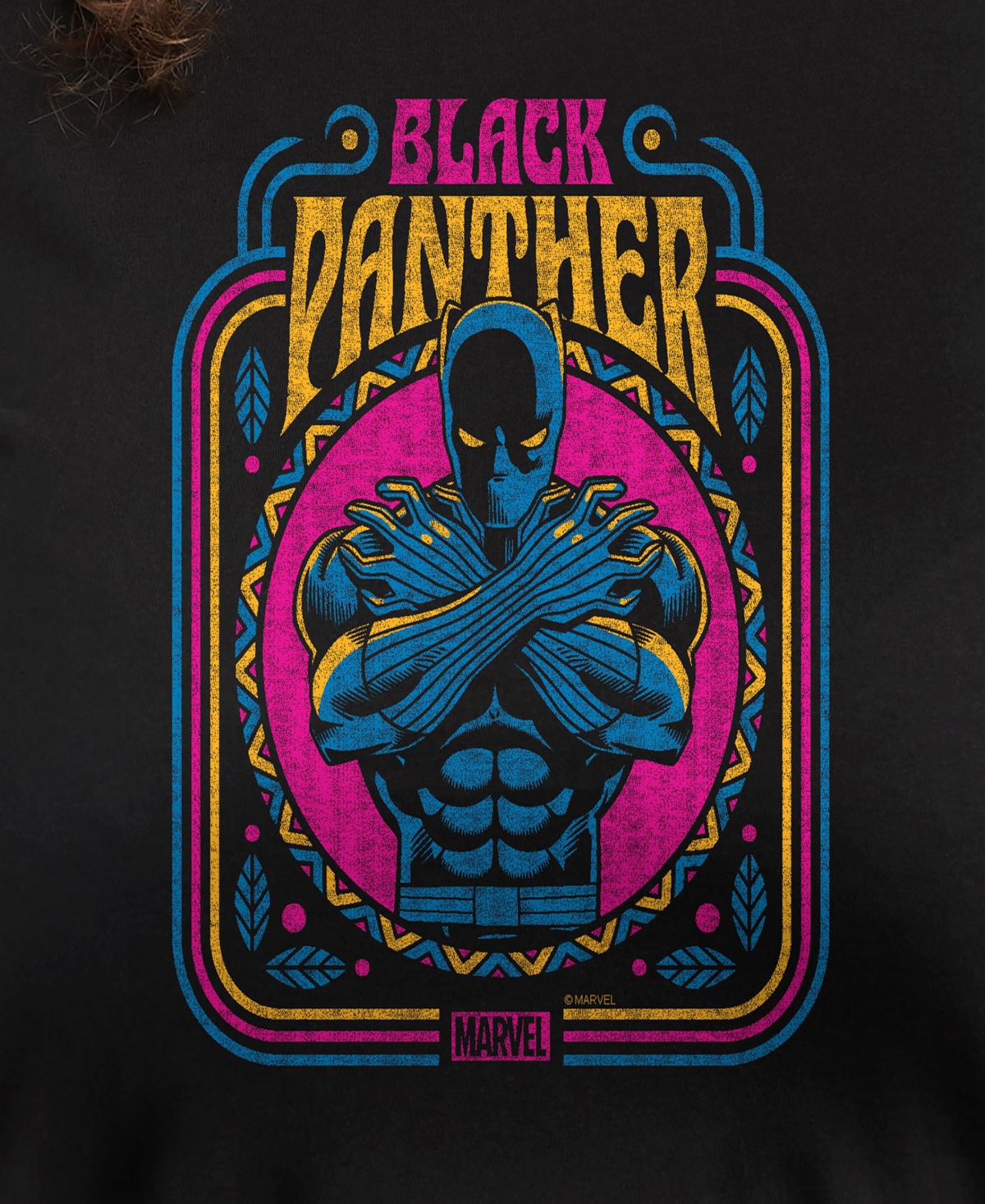 Hybrid Apparel Plus Size Black Panther Graphic Crew Neck Tee In Black
